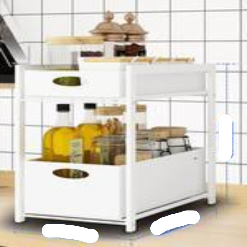 A black kitchen sink shelf with metal frame and nylon silica gel material, equipped with handles and pull-out features.