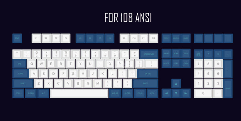 Laser Engraving Keycap Blue And White Mechanical Keyboard