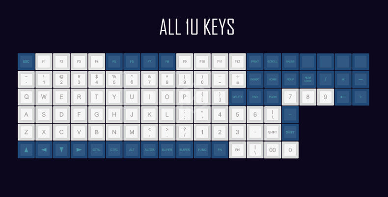 Laser Engraving Keycap Blue And White Mechanical Keyboard