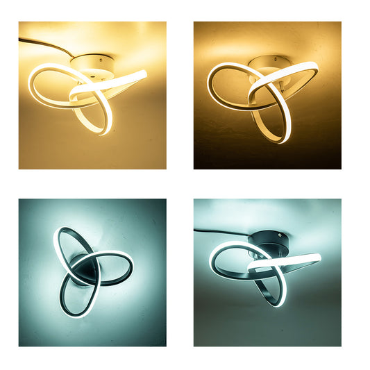 Modern ceiling light fixture shown from four different angles on a white background.