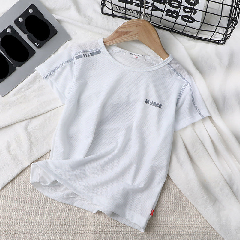 Children’s Round Neck Mesh Half-Sleeved Blouse