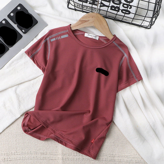 Children’s Round Neck Mesh Half-Sleeved Blouse