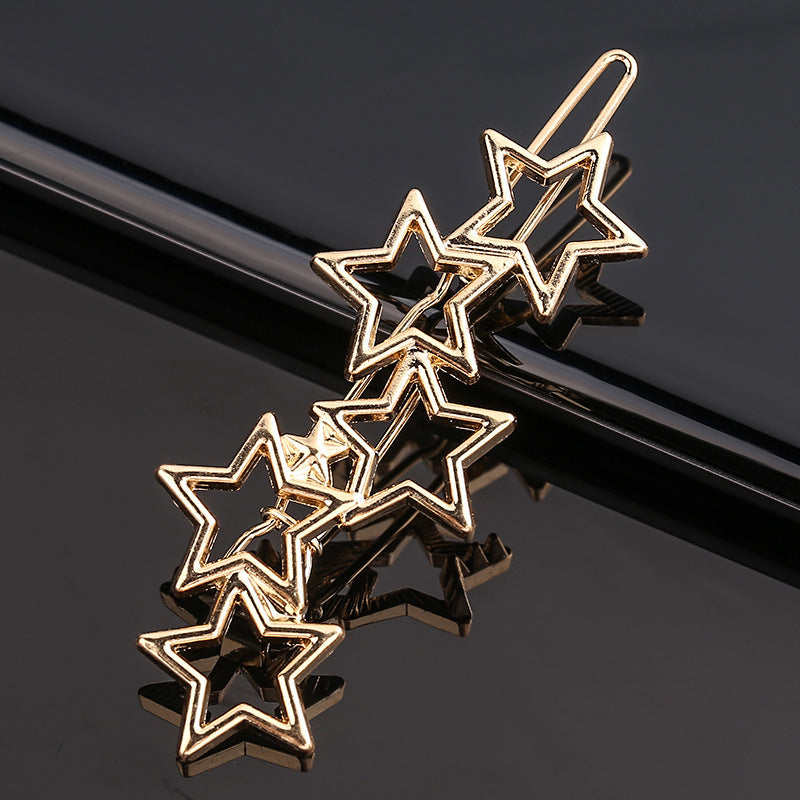 Fashion Metal Love Heart Hair Clip - Elegant Star Round Barrette