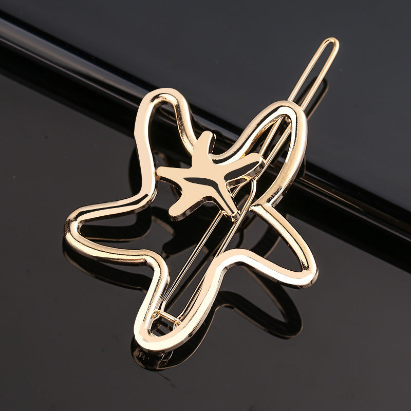Fashion Metal Love Heart Hair Clip - Elegant Star Round Barrette