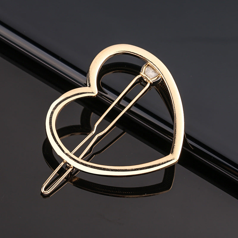 Fashion Metal Love Heart Hair Clip - Elegant Star Round Barrette