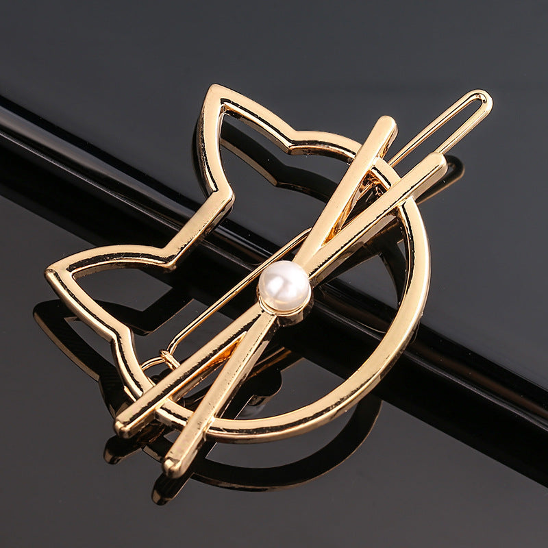 Fashion Metal Love Heart Hair Clip - Elegant Star Round Barrette