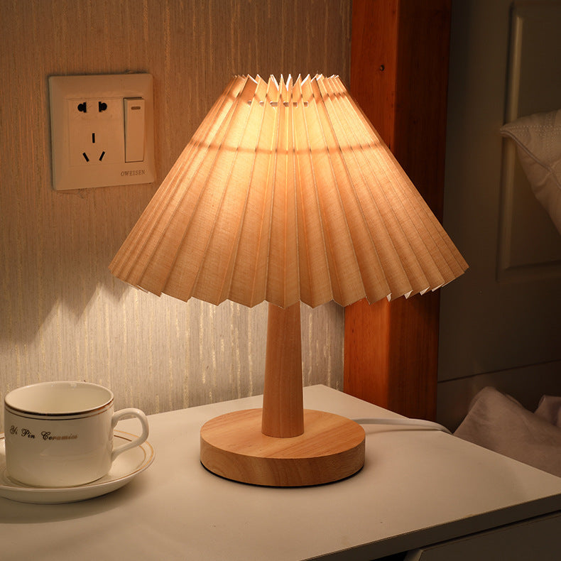 USB Vintage Pleated Lamp - Dimmable Korean Table Light