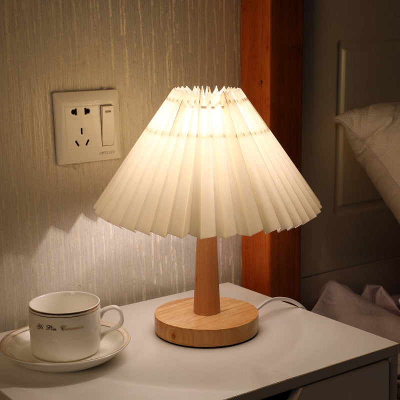 USB Vintage Pleated Lamp - Dimmable Korean Table Light