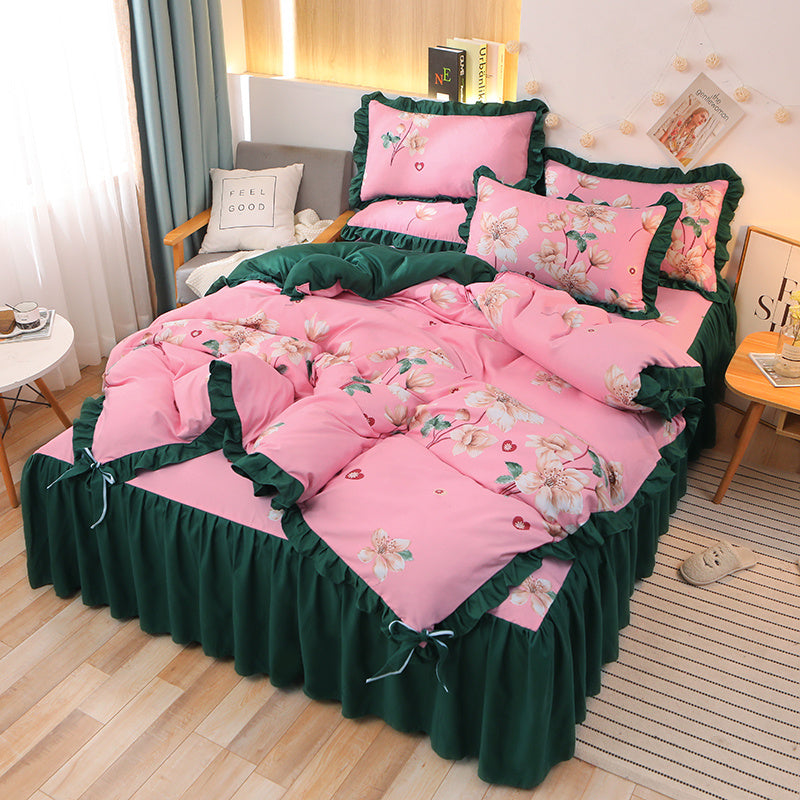 Net Red Girl Princess Style Double Lace Bed Sheet Duvet Cover