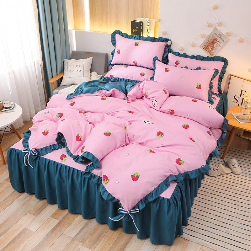Net Red Girl Princess Style Double Lace Bed Sheet Duvet Cover