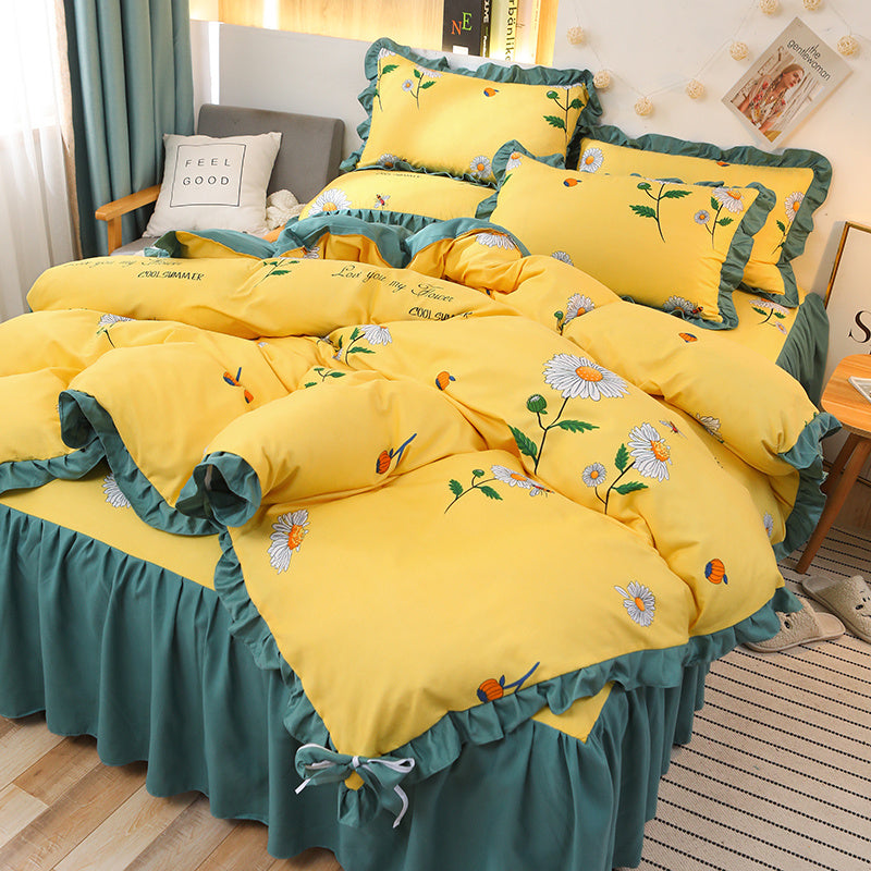 Net Red Girl Princess Style Double Lace Bed Sheet Duvet Cover