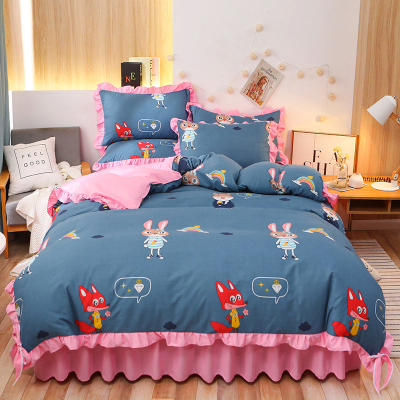 Net Red Girl Princess Style Double Lace Bed Sheet Duvet Cover