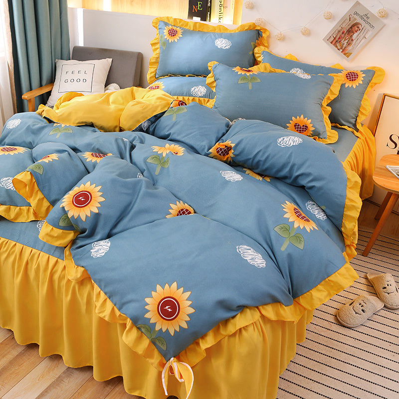 Net Red Girl Princess Style Double Lace Bed Sheet Duvet Cover
