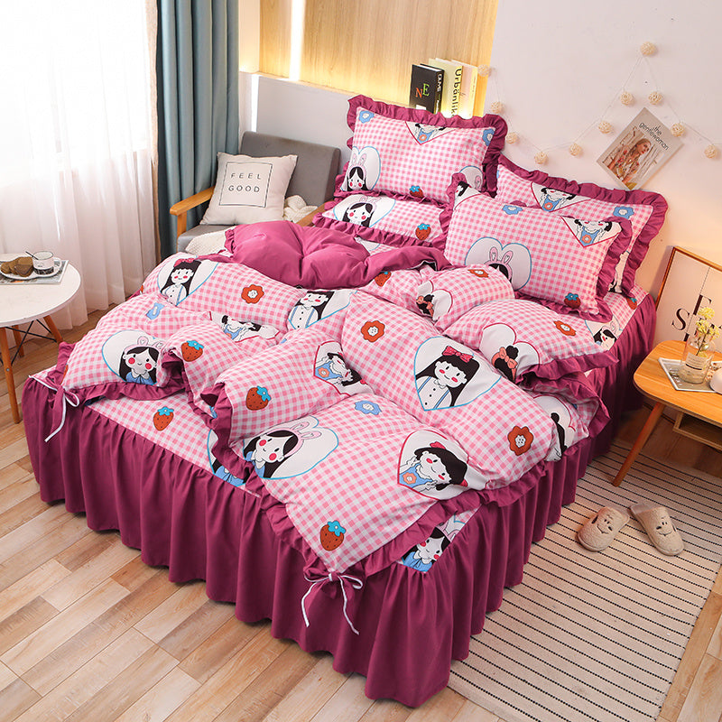 Net Red Girl Princess Style Double Lace Bed Sheet Duvet Cover