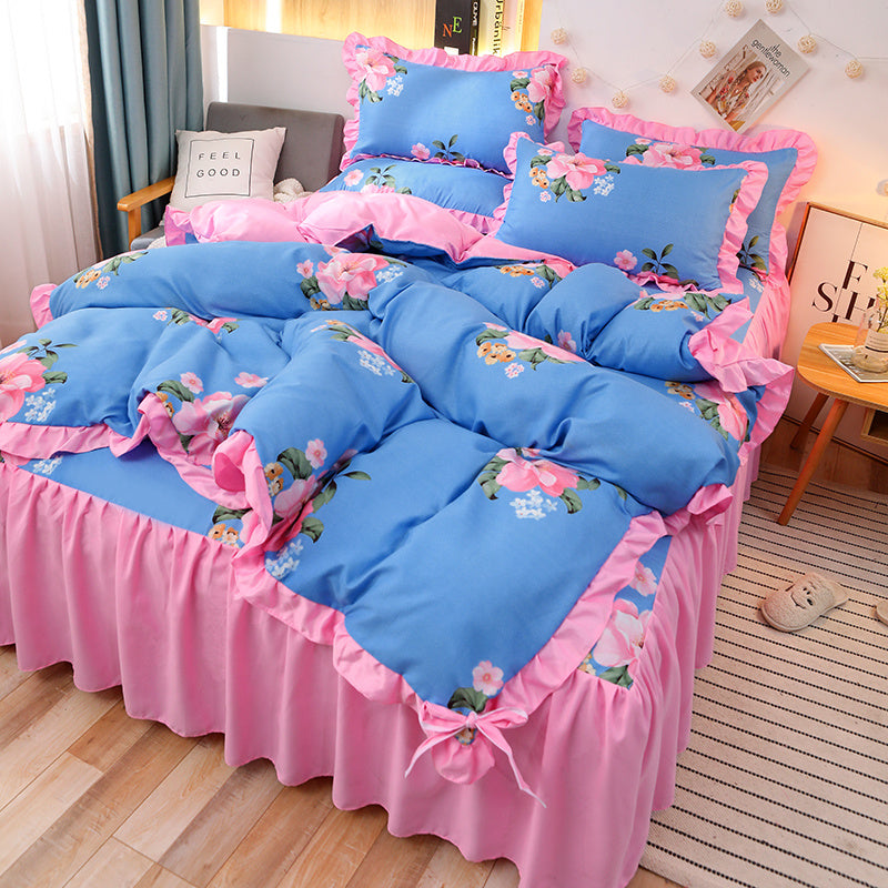 Net Red Girl Princess Style Double Lace Bed Sheet Duvet Cover