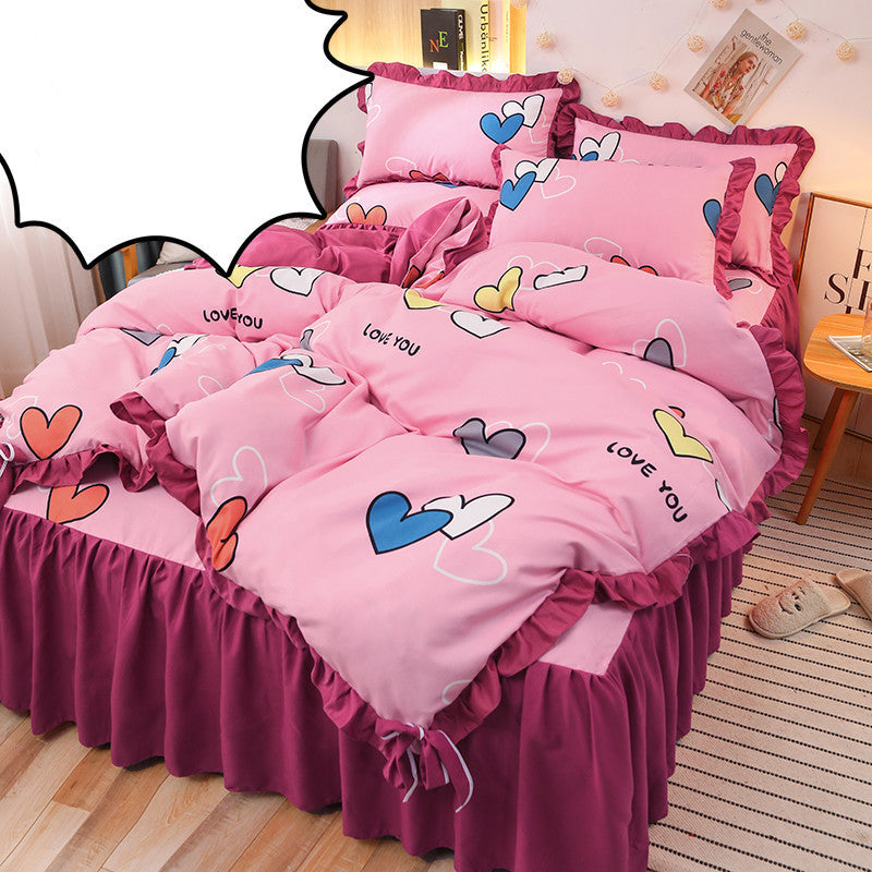 Net Red Girl Princess Style Double Lace Bed Sheet Duvet Cover