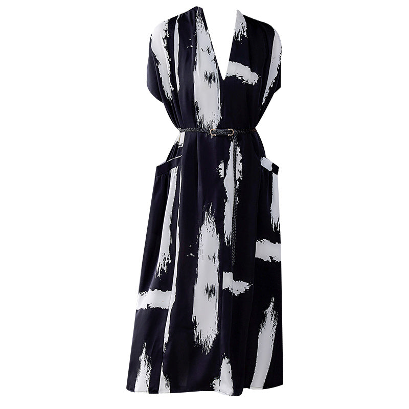 Summer V-neck Dress Temperament Female Skirt