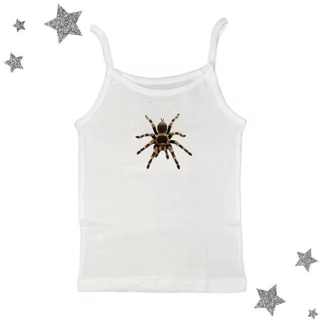 Cute Spider Print Pattern Lace Vest