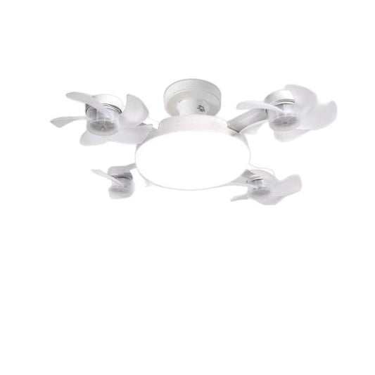 Ceiling light fixture with four white blades on a white background