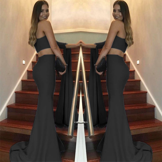 One-shoulder Sleeve Exposed Navel Formal Dress