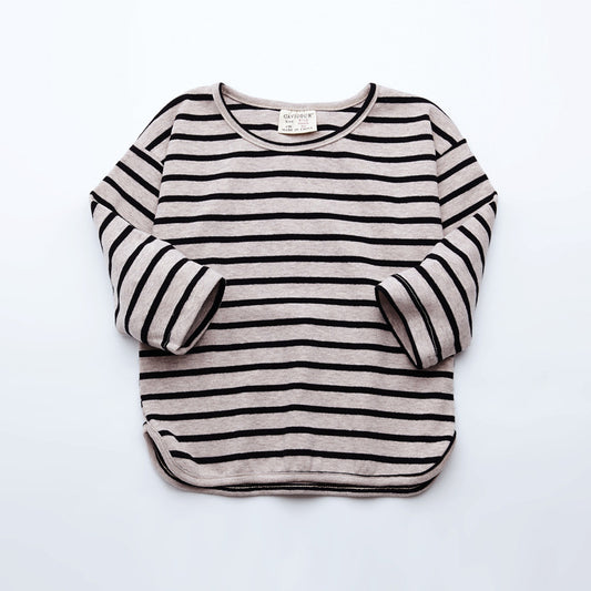 Fashion Striped Print Kids T-Shirt - Long Sleeve Cotton Top for Girls