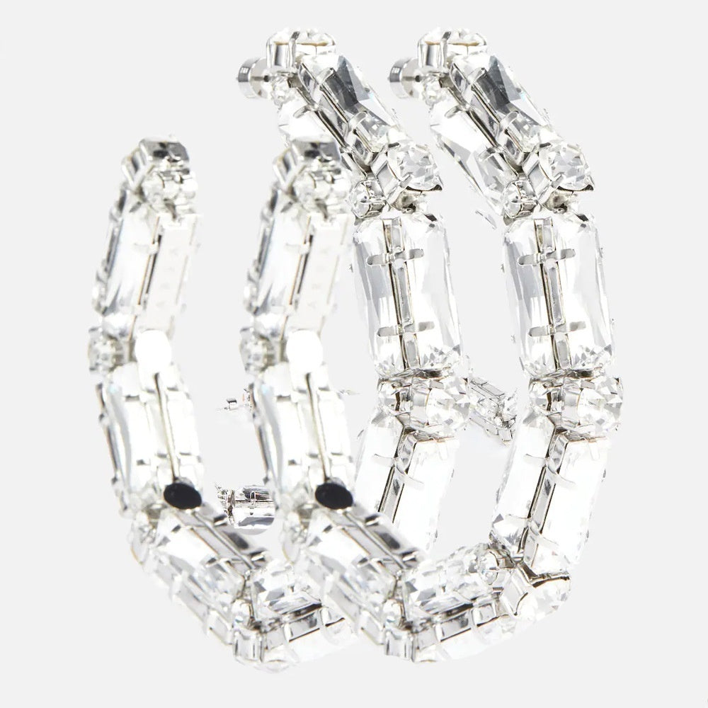 Rhinestone Earrings - Personalized Fashion Hoop Exaggerated Earrings