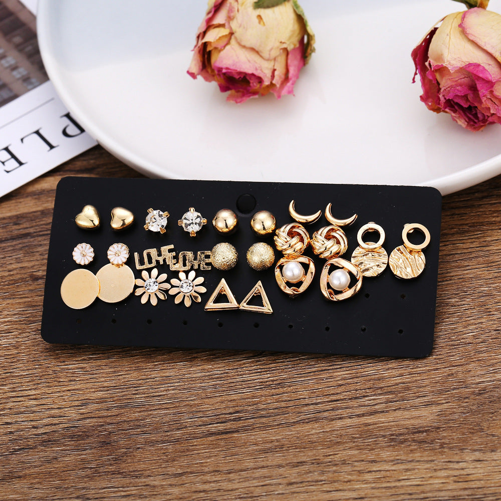 Fashion Flower Rhinestone Earings Set