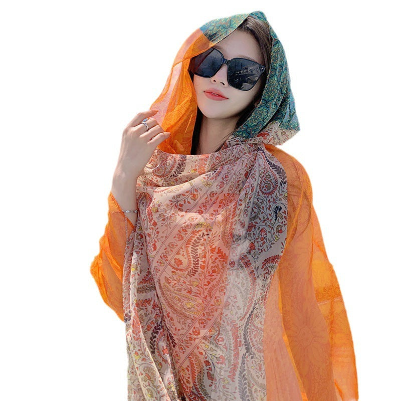 Desert Versatility For Traveling Sun Protection Toe Cap Silk Scarf