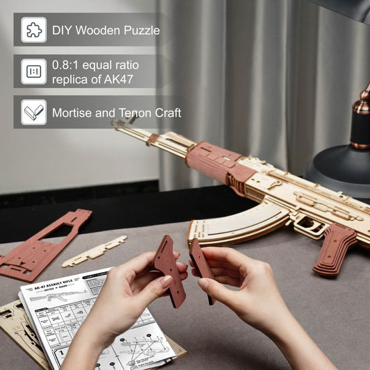 Robotime Rokr Automatic Rifle AK-47 3D Wooden Assembly Gun
