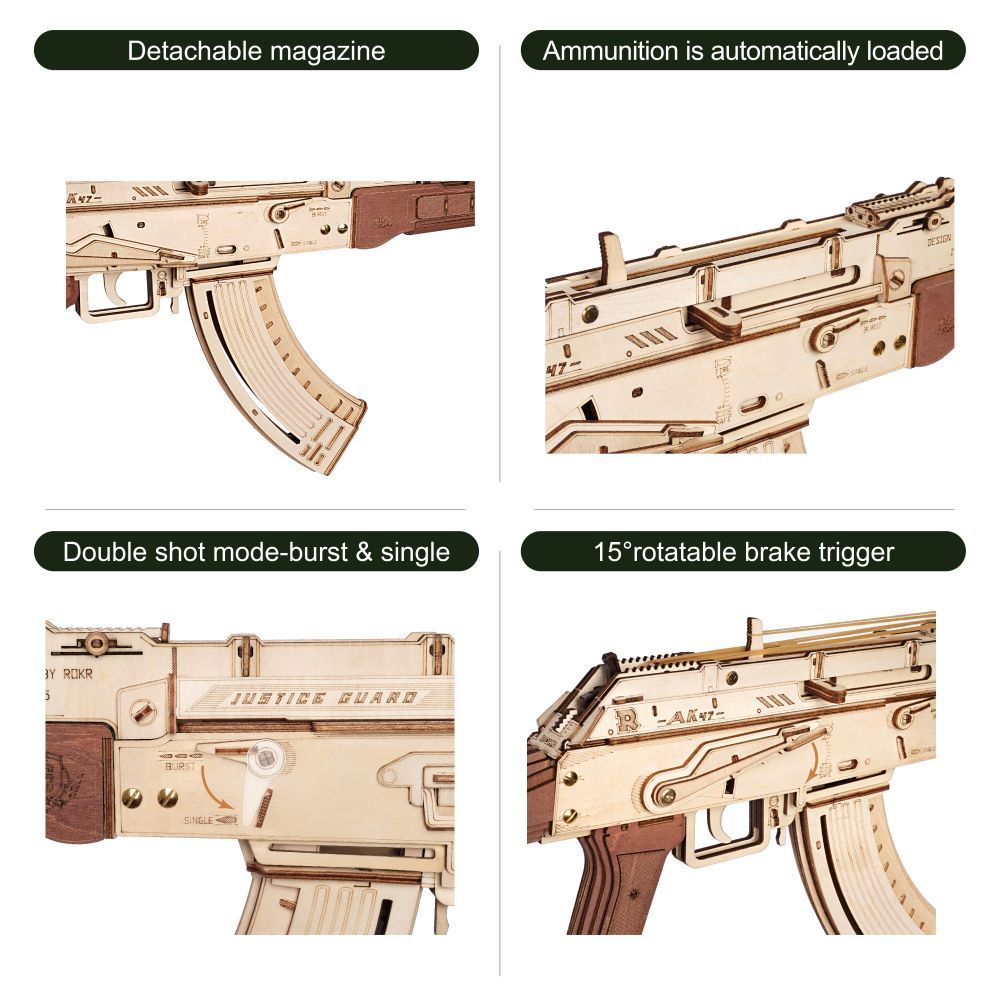Robotime Rokr Automatic Rifle AK-47 3D Wooden Assembly Gun