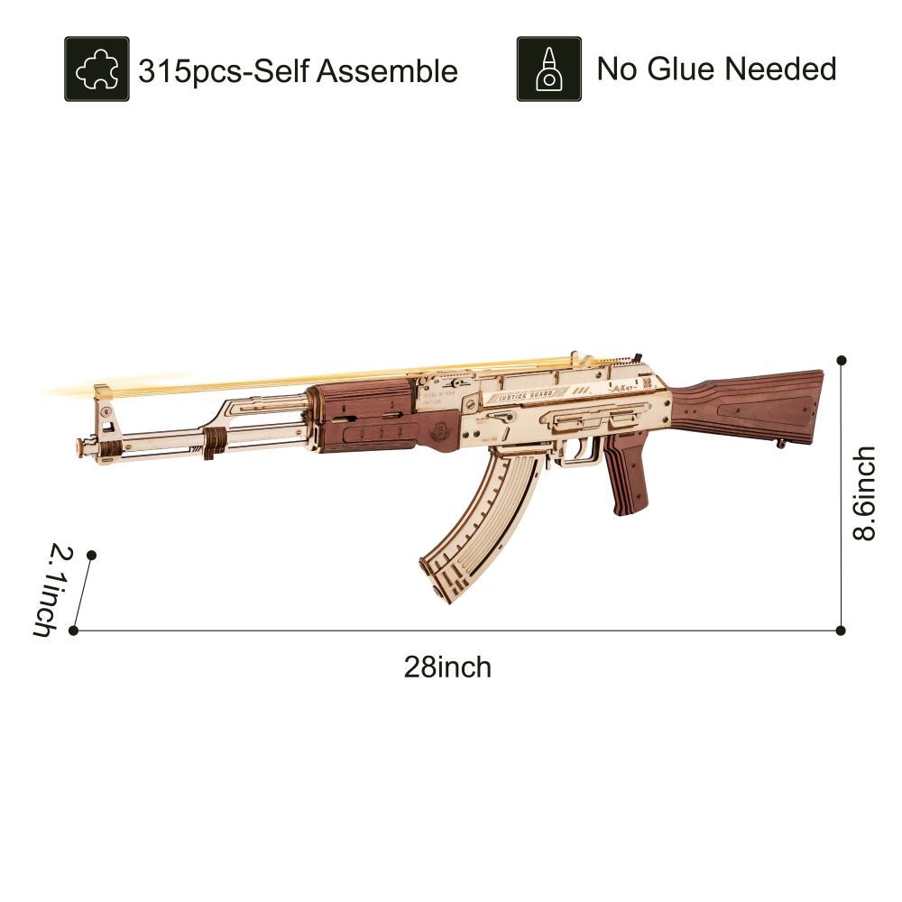 Robotime Rokr Automatic Rifle AK-47 3D Wooden Assembly Gun
