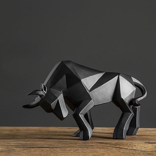 Modern Geometric Resin Bull Sculpture