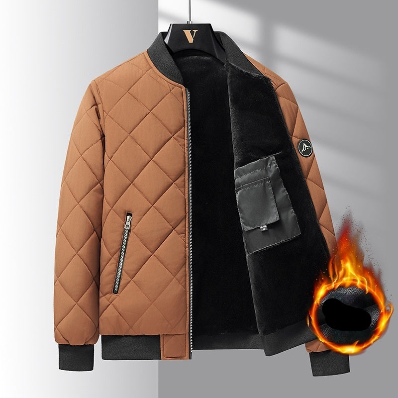 Fashion Rhombic-Sewing Design Cotton Coat