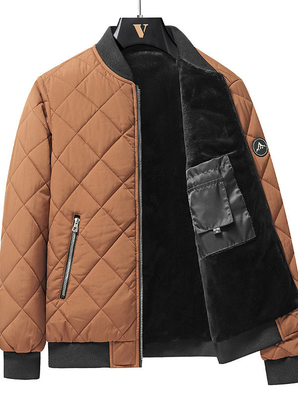 Fashion Rhombic-Sewing Design Cotton Coat