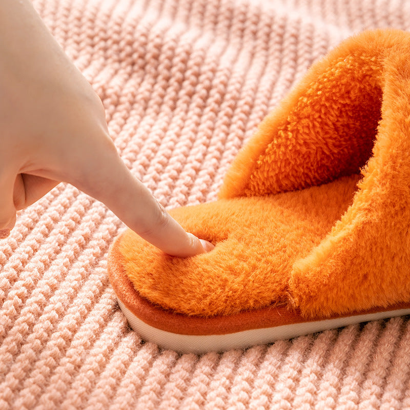 Bag heel thick-soled warm plush cotton slippers