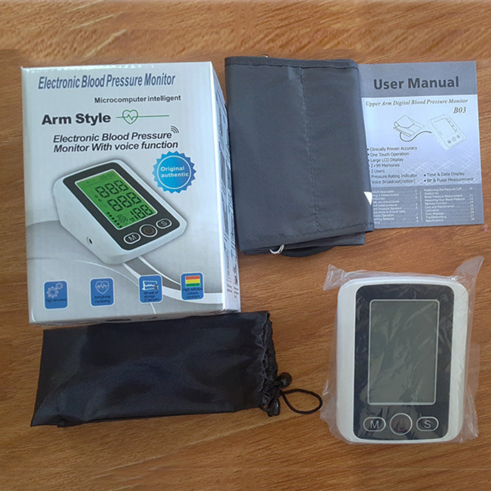 Home Large Screen Voice Electronic Sphygmomanometer - Arm Type Blood Pressure Monitor