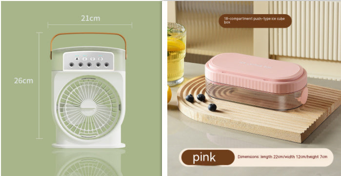 USB Air Cooler Fan with 5 Spray Modes, 7-Color LED, and 600ML Tank
