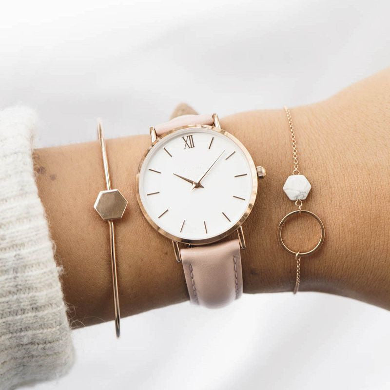 Fashion Women’s Leather Quartz Watch – Ellipse Dial