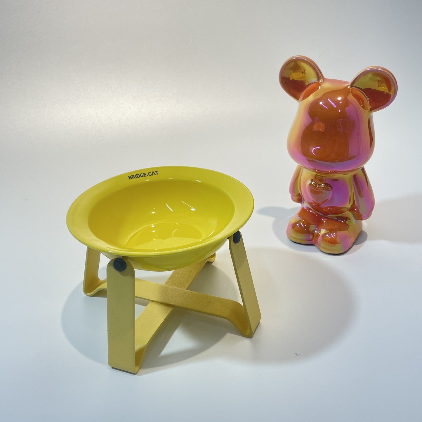 Ceramic Cat Bowl Cat Iron Frame High Leg Tableware Combination Fairy Dining Rack Cat Food Holder