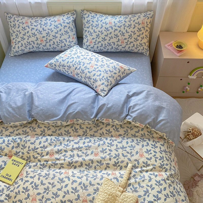 Printed Cartoon Girl Quilt Cover Cotton Four-piece Bed Sheet