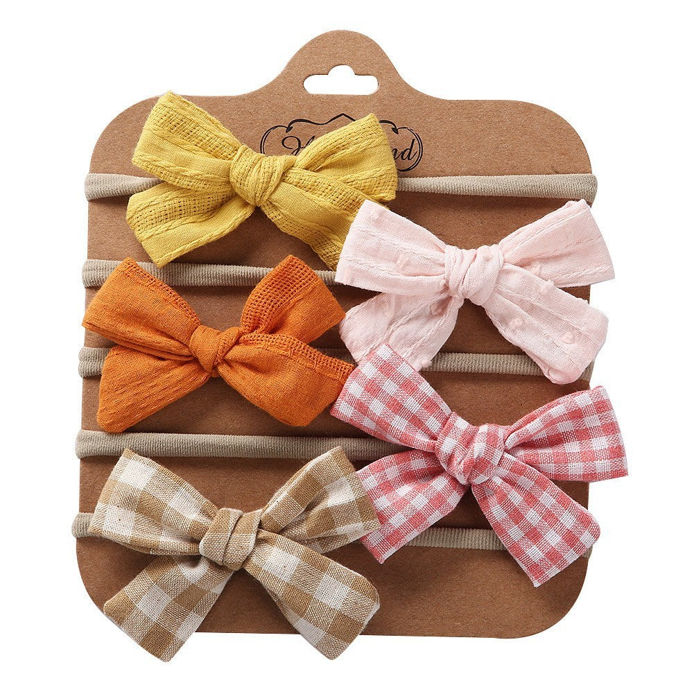 Children's Hair Accessories Handmade DIY Bow Hair Band 5-piece Baby Nylon Headband Set