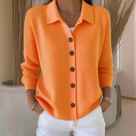 Button-Knitted Lapel Sweater Cardigan Coat for Women- Stylish & Versatile
