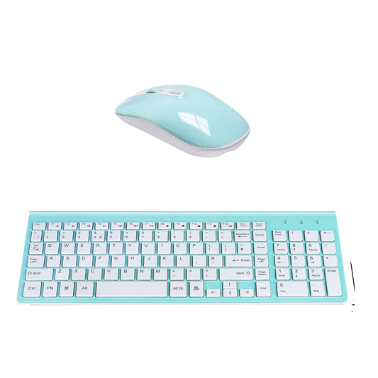 Ergonomic keyboard and mouse set with measurements on a white background