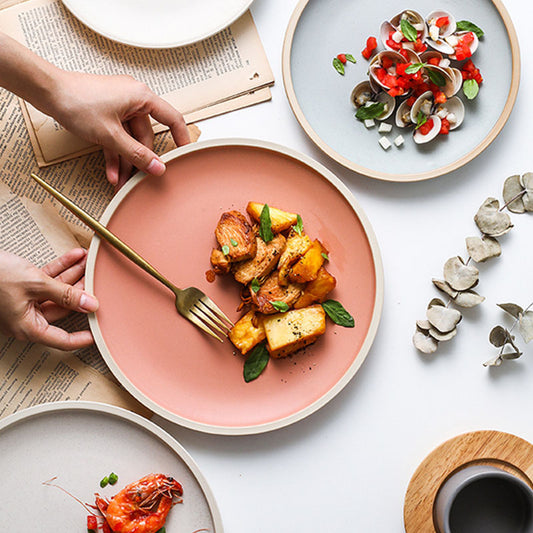 Pure Color Matte Ceramic Plate-Versatile Dinnerware for Everyday Use