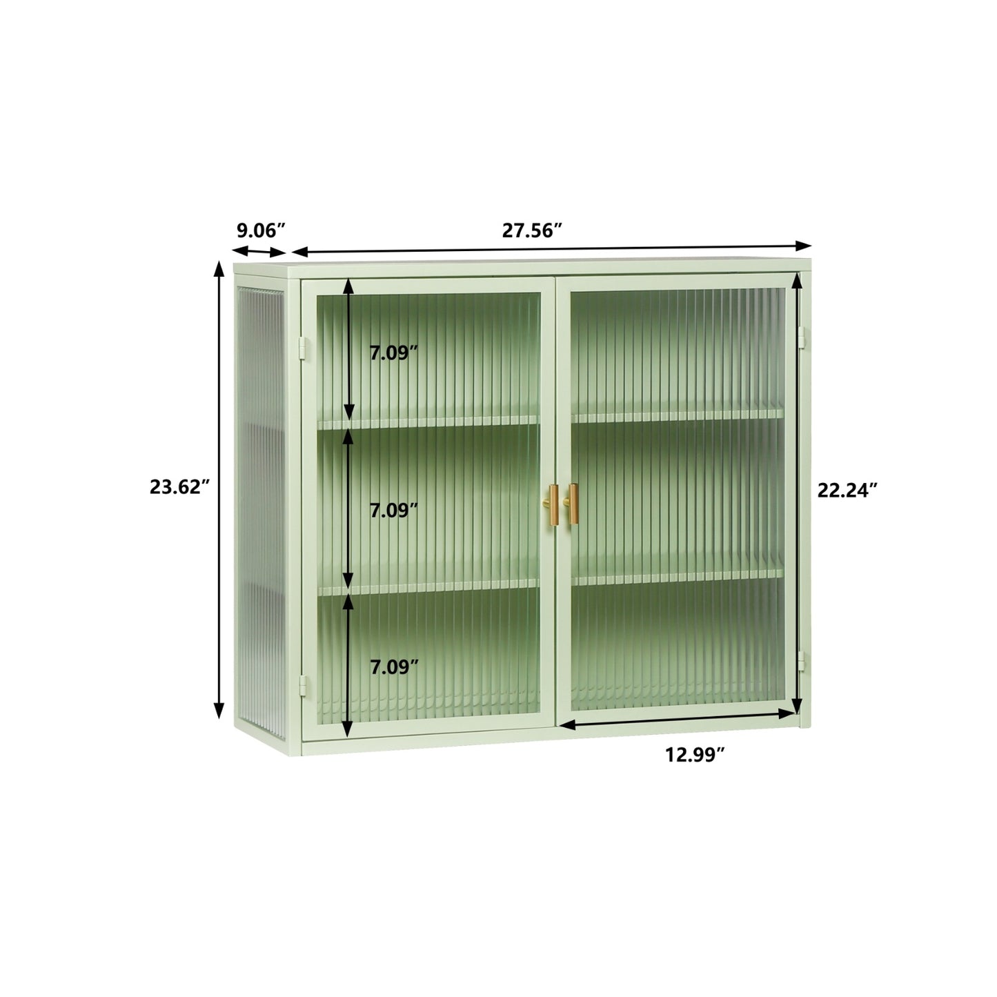 27.56 Glass Doors Modern Wall Cabinet 3-Tier Storage For Entryway