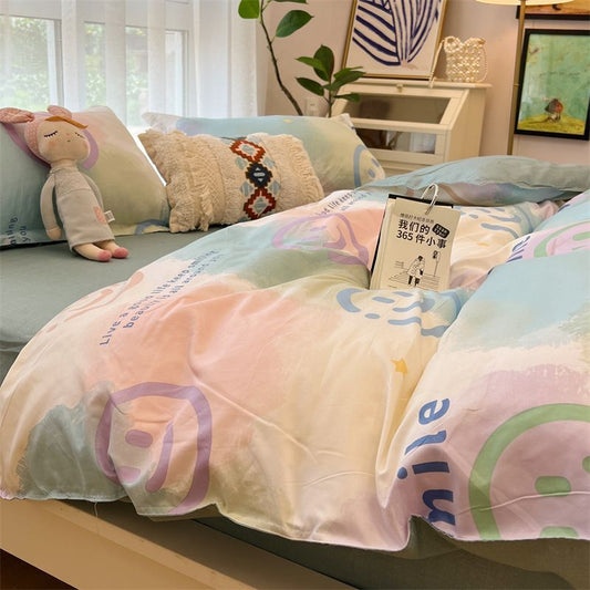 Washed Cotton Bed Sheet Quilt Cover Four-piece Set