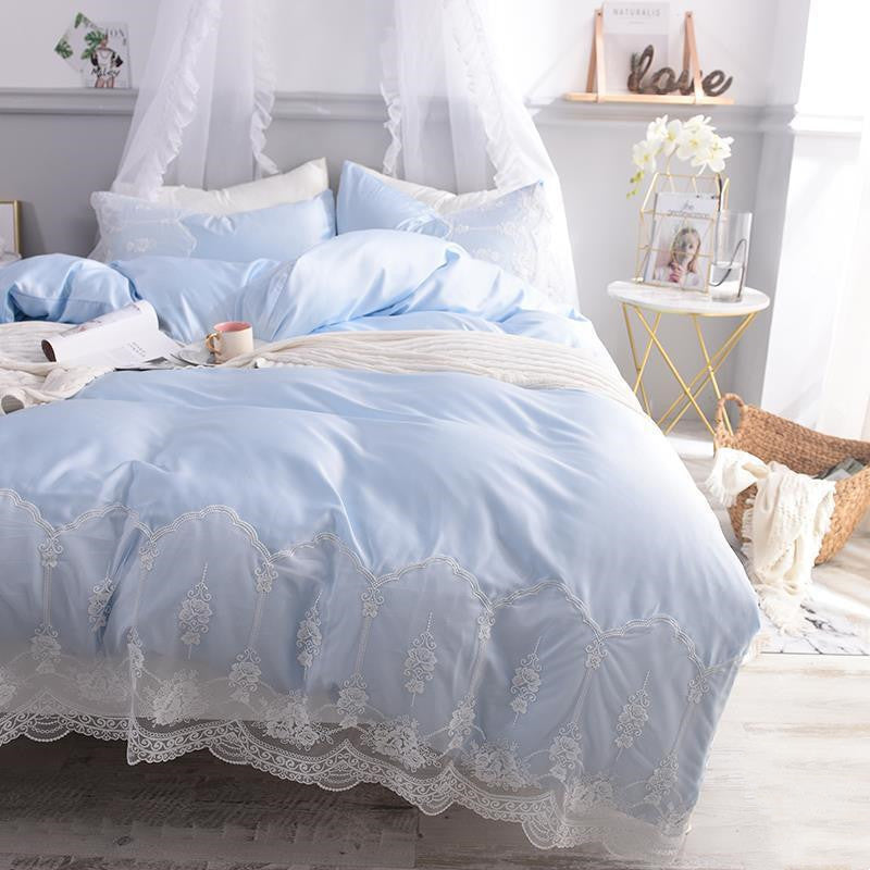 Ice Silk Bed Sheet Quilt Cover Advanced Simple Four-Piece Set