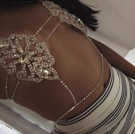 European and American Bikini Crystal Rhinestone Body Chain – Elegant Geometric Design