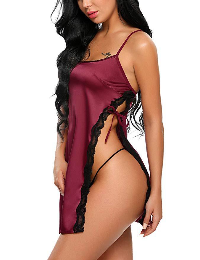 Silky Satin Lace Nightdress – Soft Sleepwear with Elegant Design