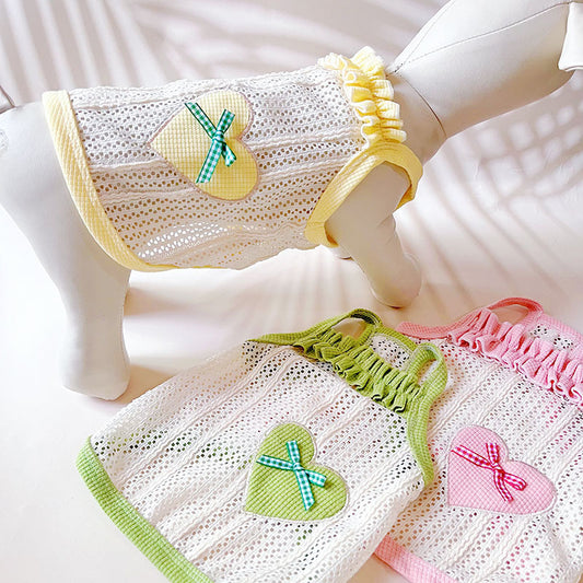 Cool Breathable Sweetheart Embroidered Vest Pet Cat Dog Clothes